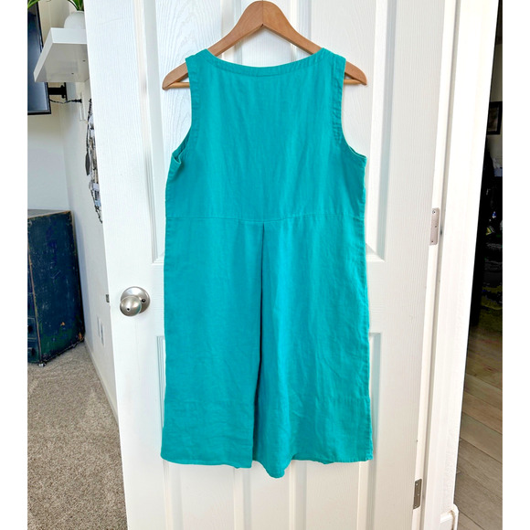 j jill love linen teal sleeveless shift dress womens small pockets coastal gran - Picture 3 of 6